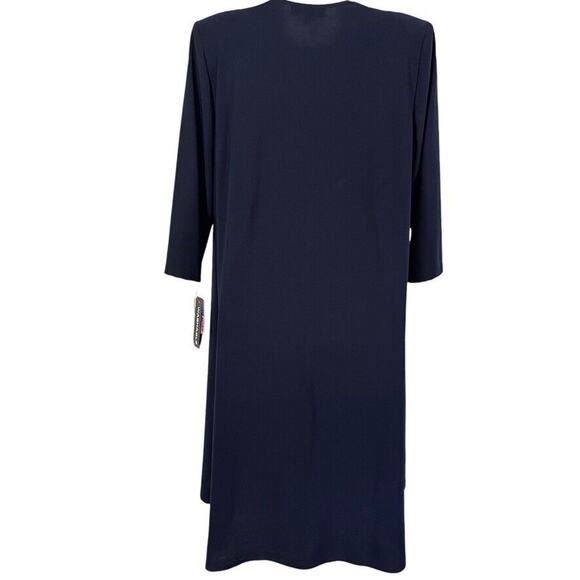 R&M Richards Navy Blue Jersey Knit Knee Length Open Stretch Jacket USA NWT sz 12 - Picture 14 of 16